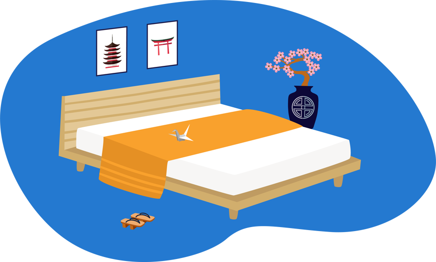 Ein Futonbett verkörpert den asiatischen Wohnstil